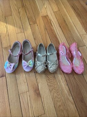 Lot of Girl Dress Up Shoes | Glitter Pumps and Jelly Mary Jane’s | Gold Glitter